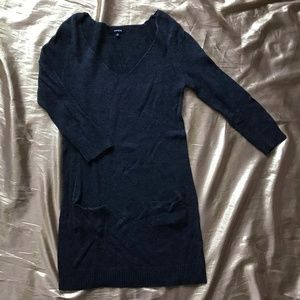 Express Dark Grey Long Sleeve Sweater Dress